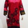 Stitched Linen Printed Kurti in Red Color