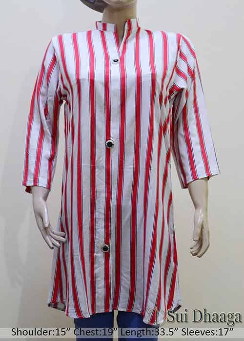 China Linen Shirt Design Red Lines