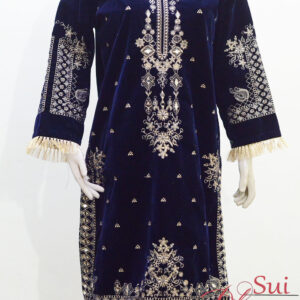 stylish Stitched mirror wok and embroidered kameez- winter collection