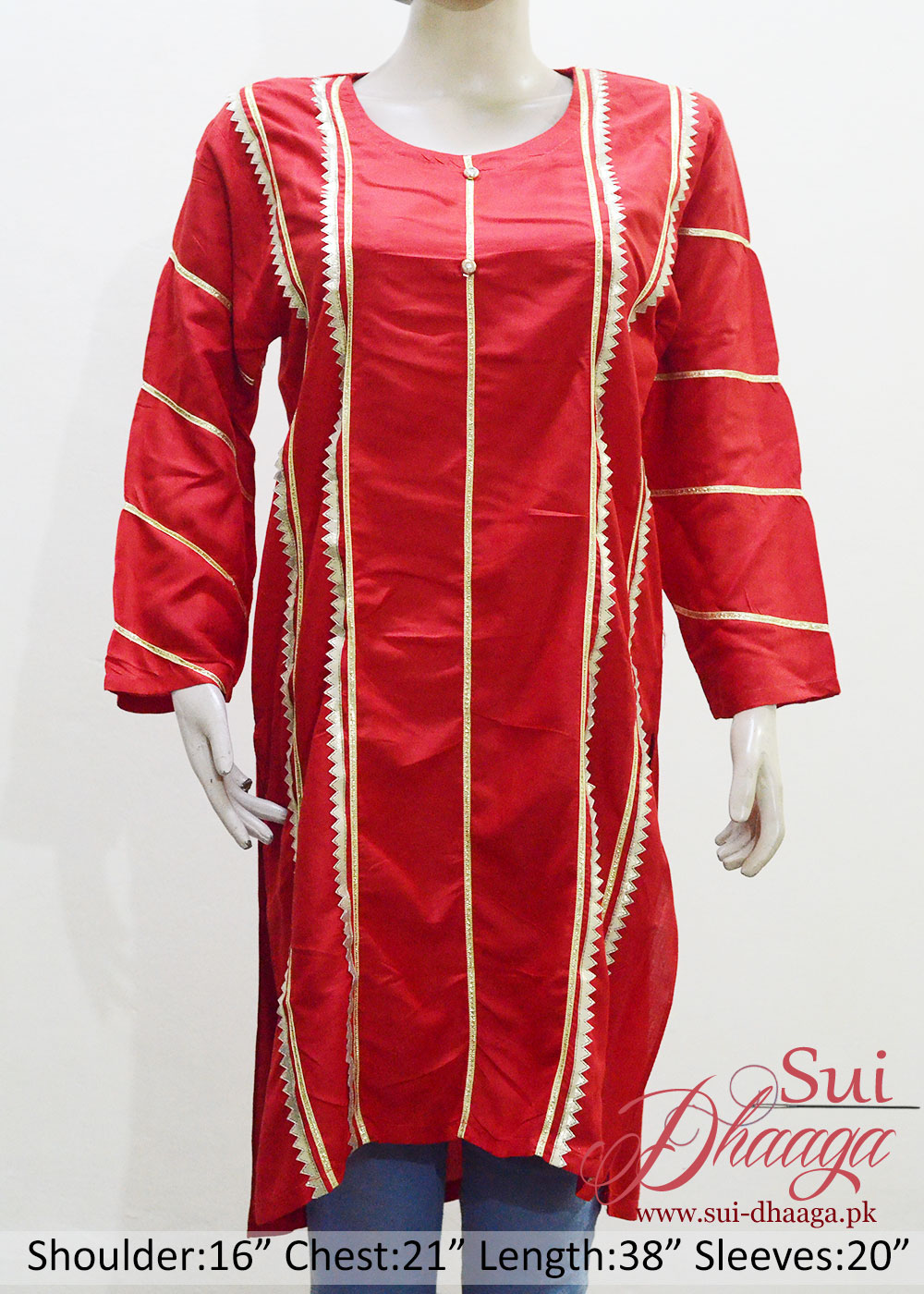 Stitched Kurti Linen (Gota Work) winter collection